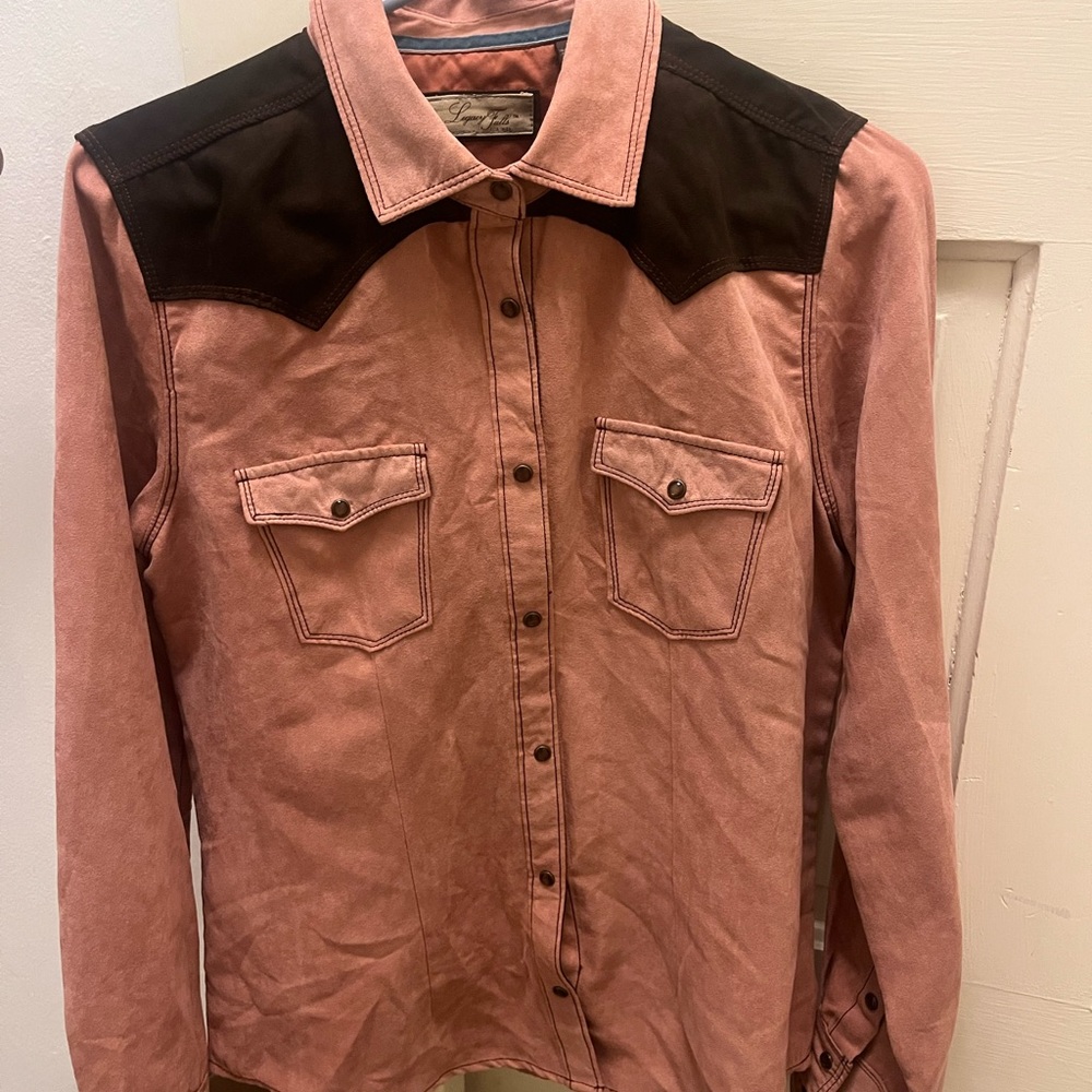 Legacy Falls Mauve and Brown Snap Up Shirt